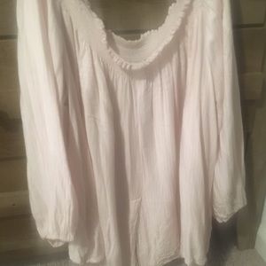 Size xl Off the shoulder baby pink striped blouse